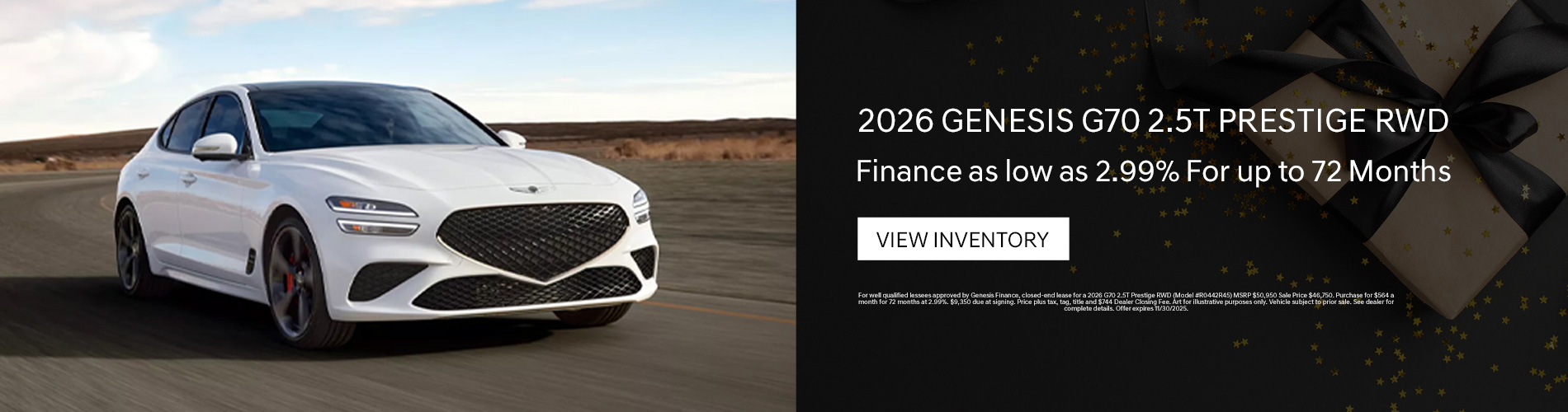 2026 Genesis G70 2.5T Prestige RWD LEASE